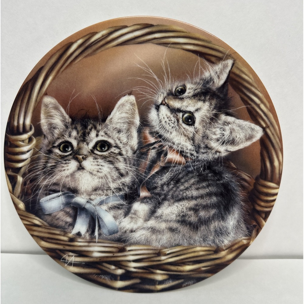 Bradford Exchange Baskets of Love Plate Cat Scene "Andrew and Abbey" Ltd Edition
